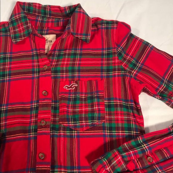 Women’s Hollister Plaid LS Casual Button Up Shirt Size XS - Picture 2 of 6